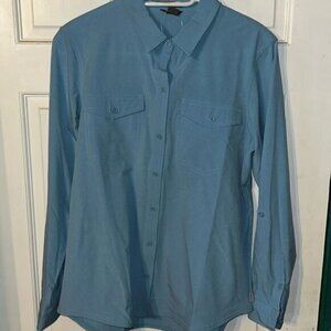 Eddie Bauer Womens Light Blue Flexion Lightweight Shirt M 4-Way Stretch FreeDry